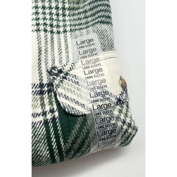 Oversized Green and White Plaid Flannel Men's Shirt, Large - Picture 4 of 9